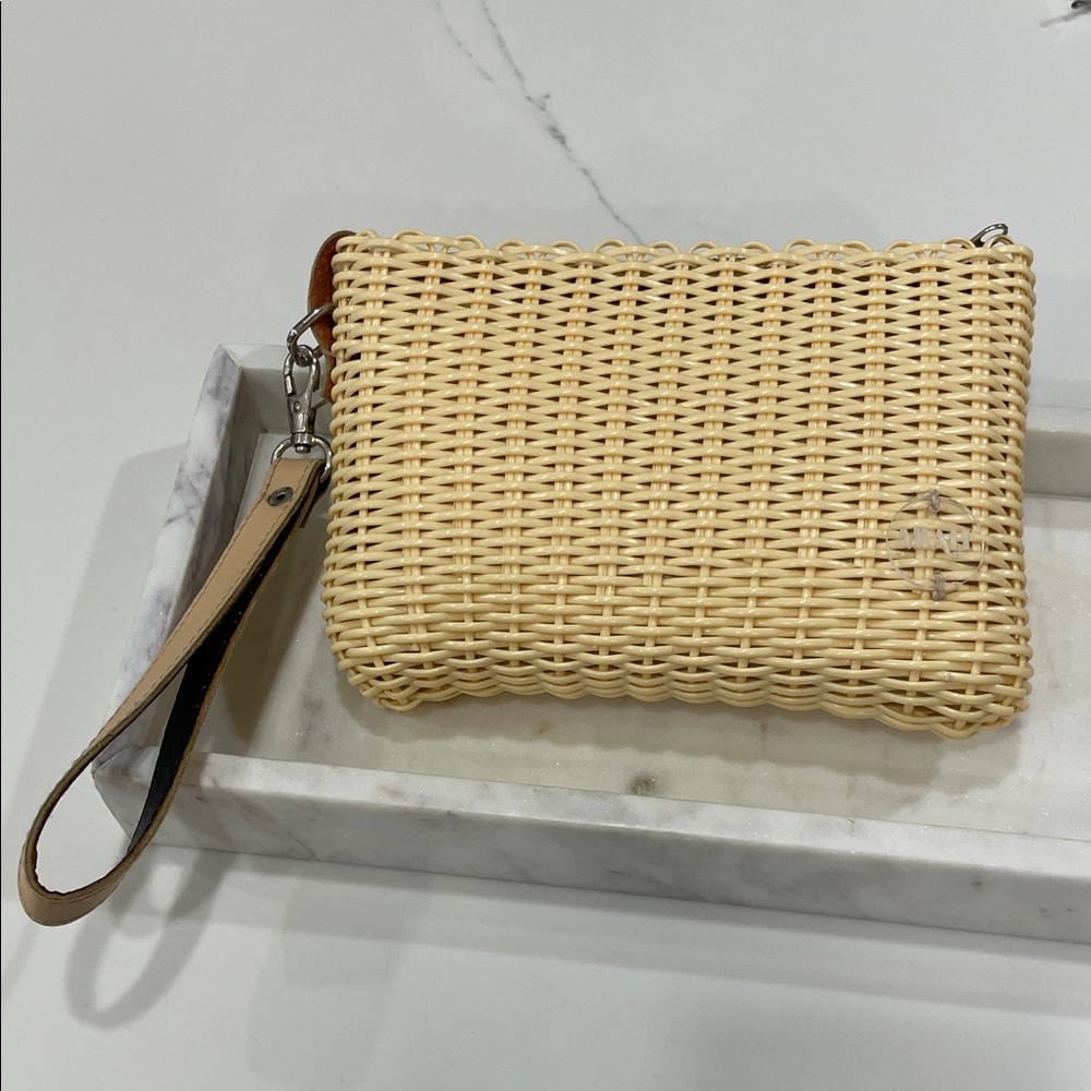 Elegant Cream Woven Clutch